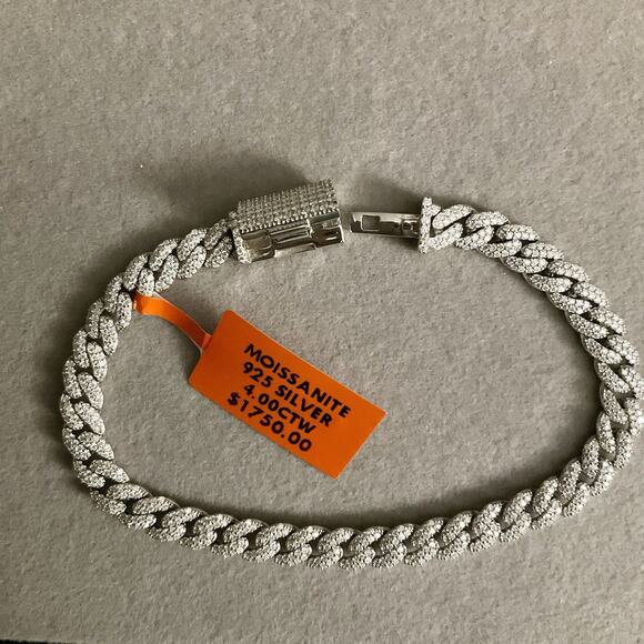 6mm Genuine Moissanite Miami Cuban Link Bracelet 8in~ NEW Retail $1,750 - Picture 12 of 16